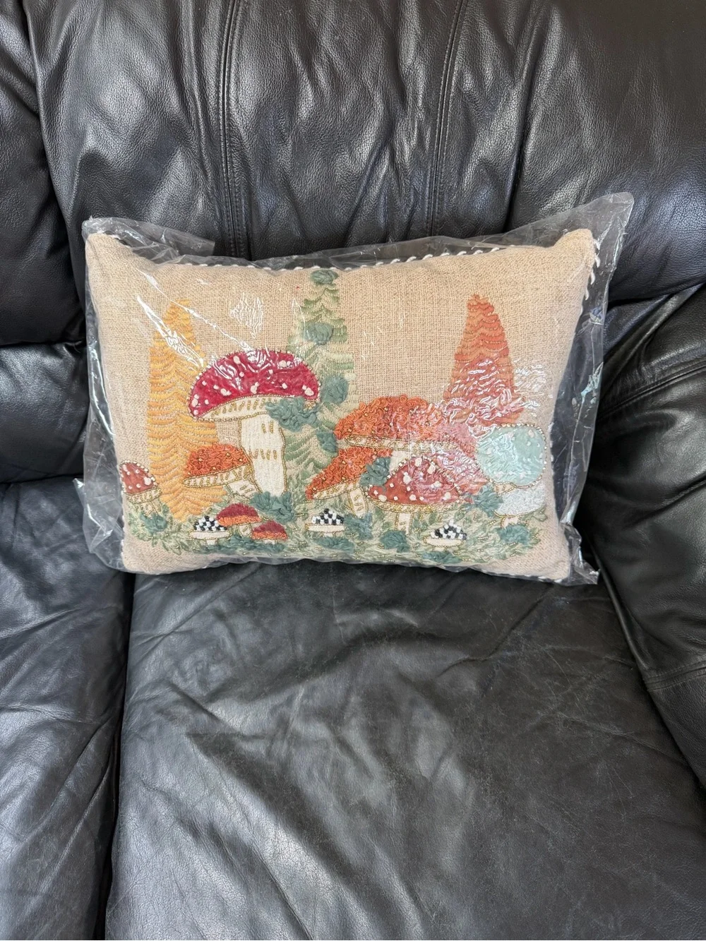 Mackenzie-Childs Mushroom Embellished Lumbar Pillow 14” x 20”